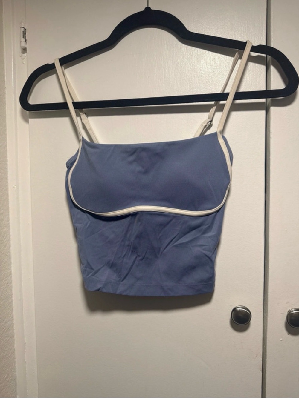 Gilly Hicks Blue Cropped Tank with Cream Trim
